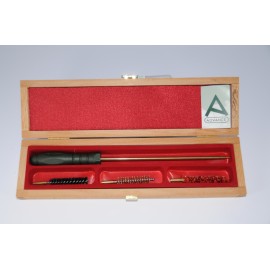 Cleaning kit for pistol or revolver with one-piece brass cleaning rod. Available in all pistol or revolver calibres.