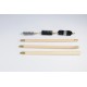 Shotgun cleaning kit with three-piece wooden cleaning rod, anatomical handle.