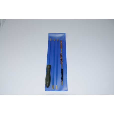 Rifle cleaning kit with three-piece plastic coated steel cleaning rod