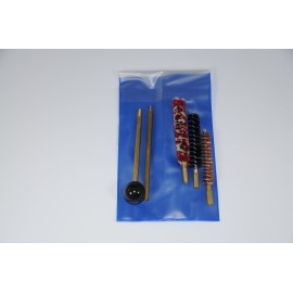 Pistol or revolver cleaning kit with two-piece brass cleaning rod