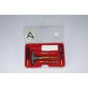 Cleaning kit for pistol or revolver with three-piece brass cleaning rod