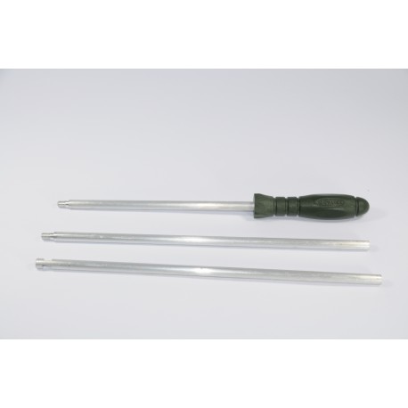  Three-piece aluminium Ø 8mm. cleaning rod for shotgun, ergonomic plastic handle.