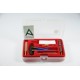 Cleaning kit for pistol or revolver with three-piece plastic coated steel cleaning rod.