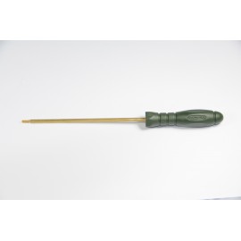 One-piece brass cleaning Ø 5 mm.rod for pistol or revolver, revolving plastic handle.