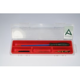 Rifle cleaning kit with three-piece plastic coated steel cleaning rod