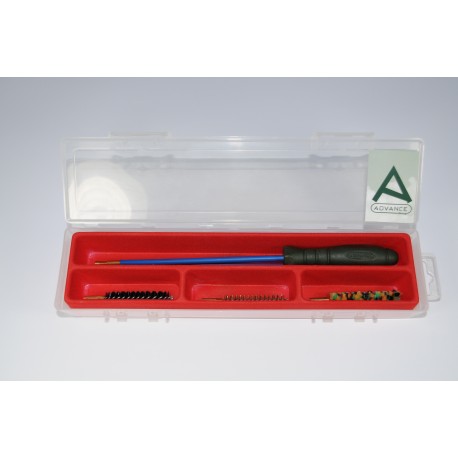 Rifle cleaning kit with three-piece plastic coated steel cleaning rod