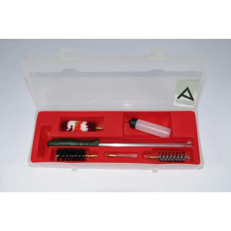 Shotgun cleaning kit with three-piece aluminium cleaning rod.