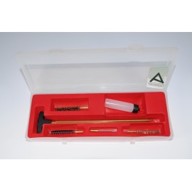Rifle cleaning kit with three-piece brass cleaning rod