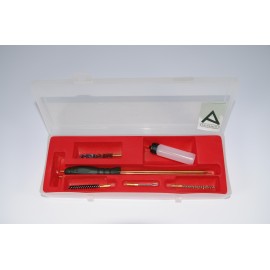 Rifle cleaning kit with three-piece brass cleaning rod