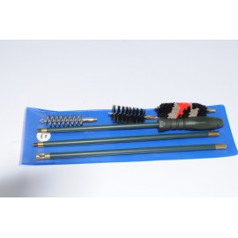 Rifle cleaning kit with three-piece plastic coated steel cleaning rod