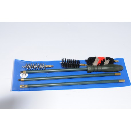 Rifle cleaning kit with three-piece plastic coated steel cleaning rod