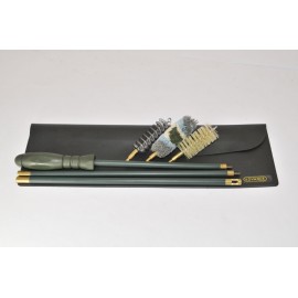 Black Wallet Rifle cleaning kit with three-piece plastic coated steel cleaning rod